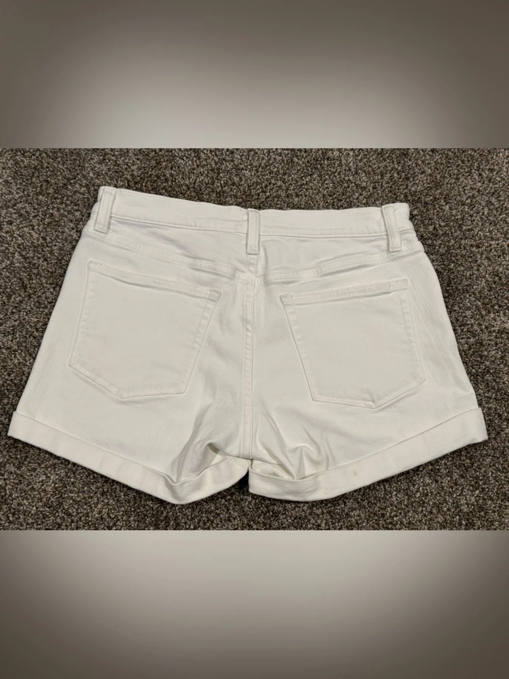 J.Crew Classic Jean off White Women's Stretch Denim Cutoff Rolled Shorts size 27